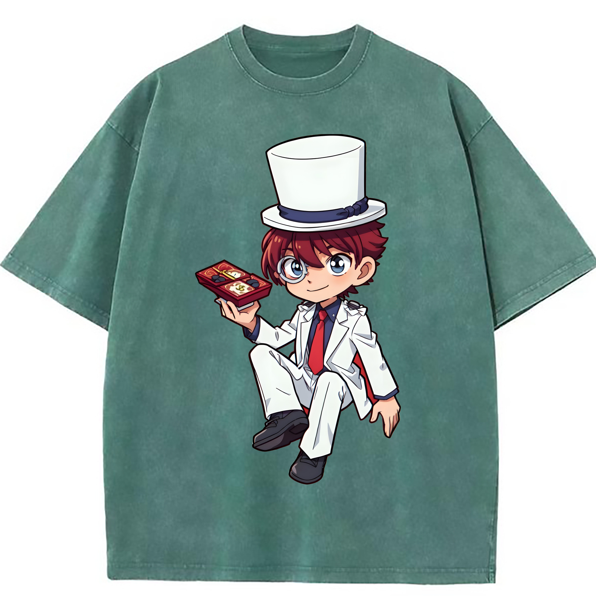 （画像用） 名探偵コナン くろば かいと Detective Conan Kuroba Kaito 綿100% ヴィンテージ風 半袖Tシャツ（フロントプリント）